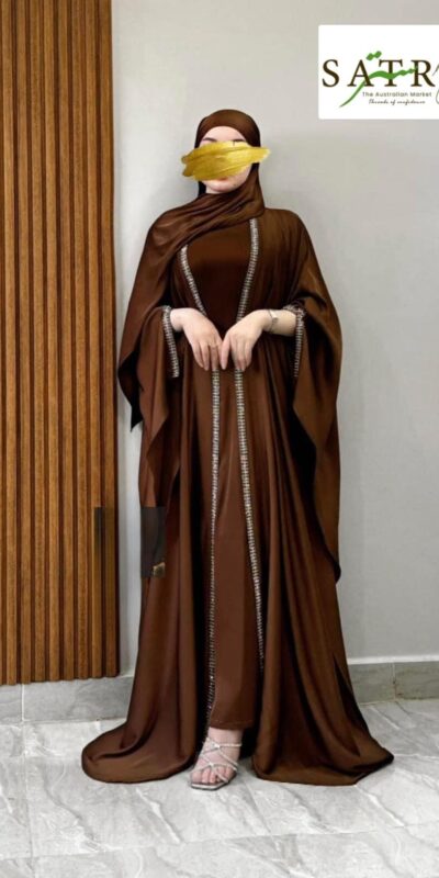 Two-piece cardigan abaya with basic sleeves