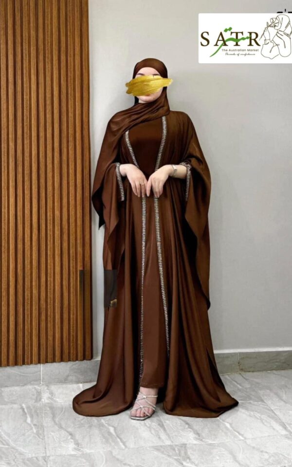 Two-piece cardigan abaya with basic sleeves